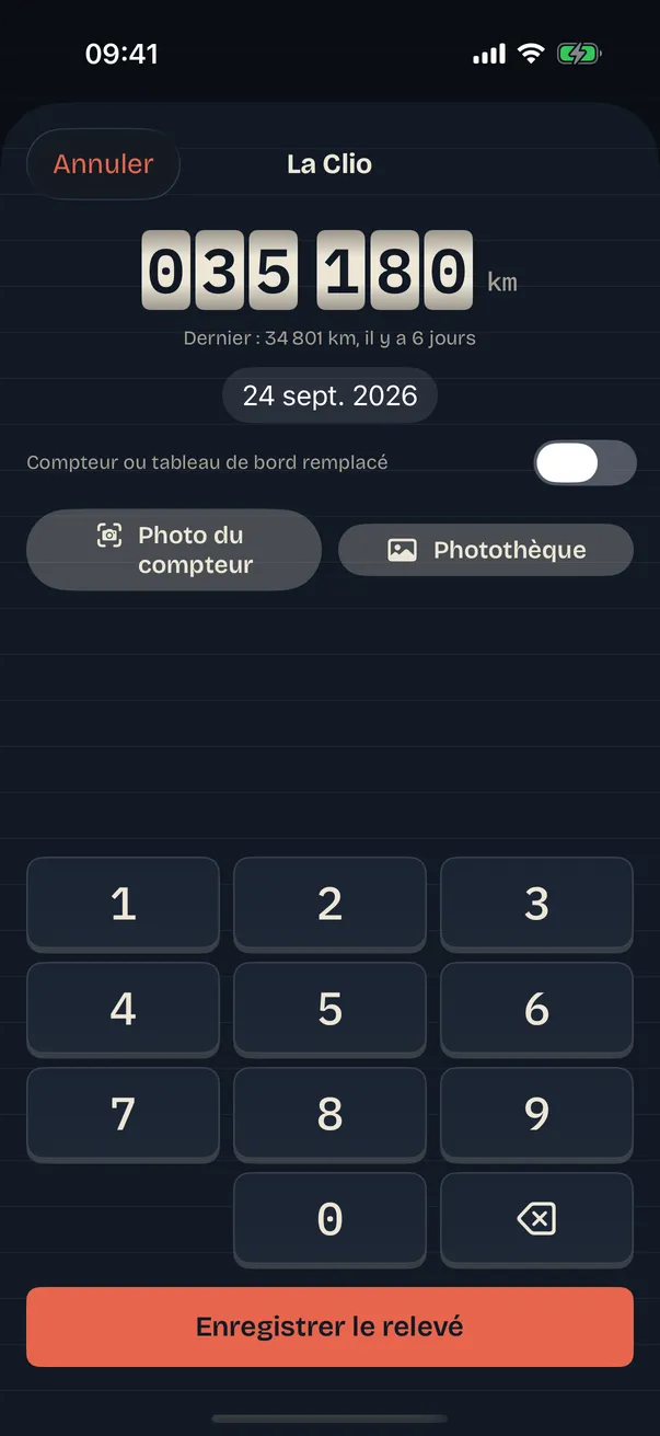 Saisie rapide d'un relevé avec pavé numérique